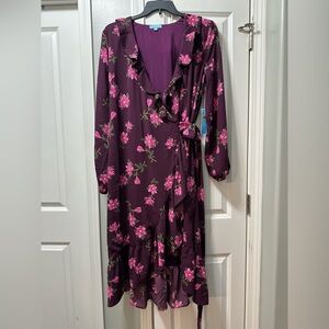 Floral Purple Wrap Dress